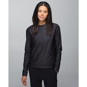 Lululemon Departure Top Embossed Black Petal Jacket Pullover Long Sleeve Size 4